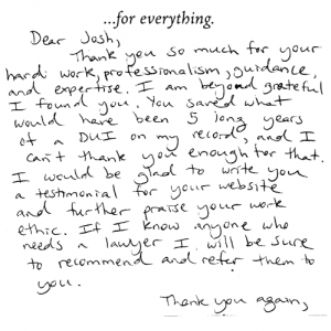 Josh Mactaz - Hand Written Testimonial